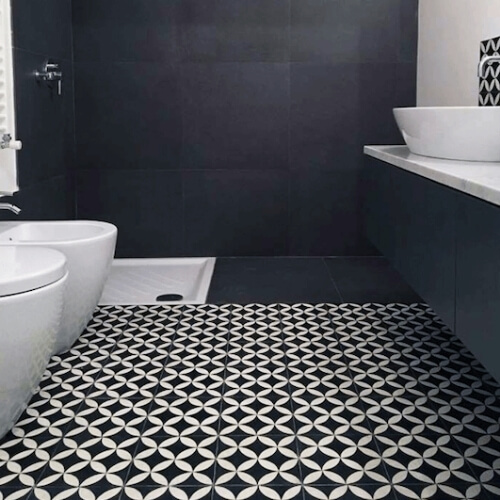 portuguese patterned tiles floor bathroom